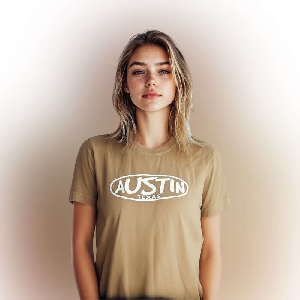 Authentic Pigment Keep Austin Weird tshirt adult size small tan burnt orange tee